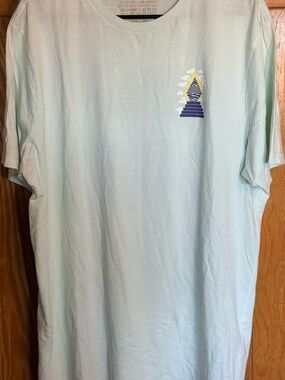 Volcom Light Mint Short Sleeve Tee with Small Chest Graphic and graphic on back